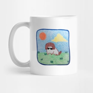 Doge sunglasses, Character dog, Pencil color drawing Mug